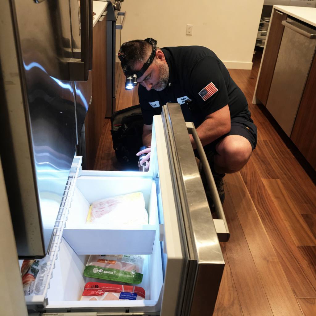 HomeHeroes certified technician servicing a refrigerator