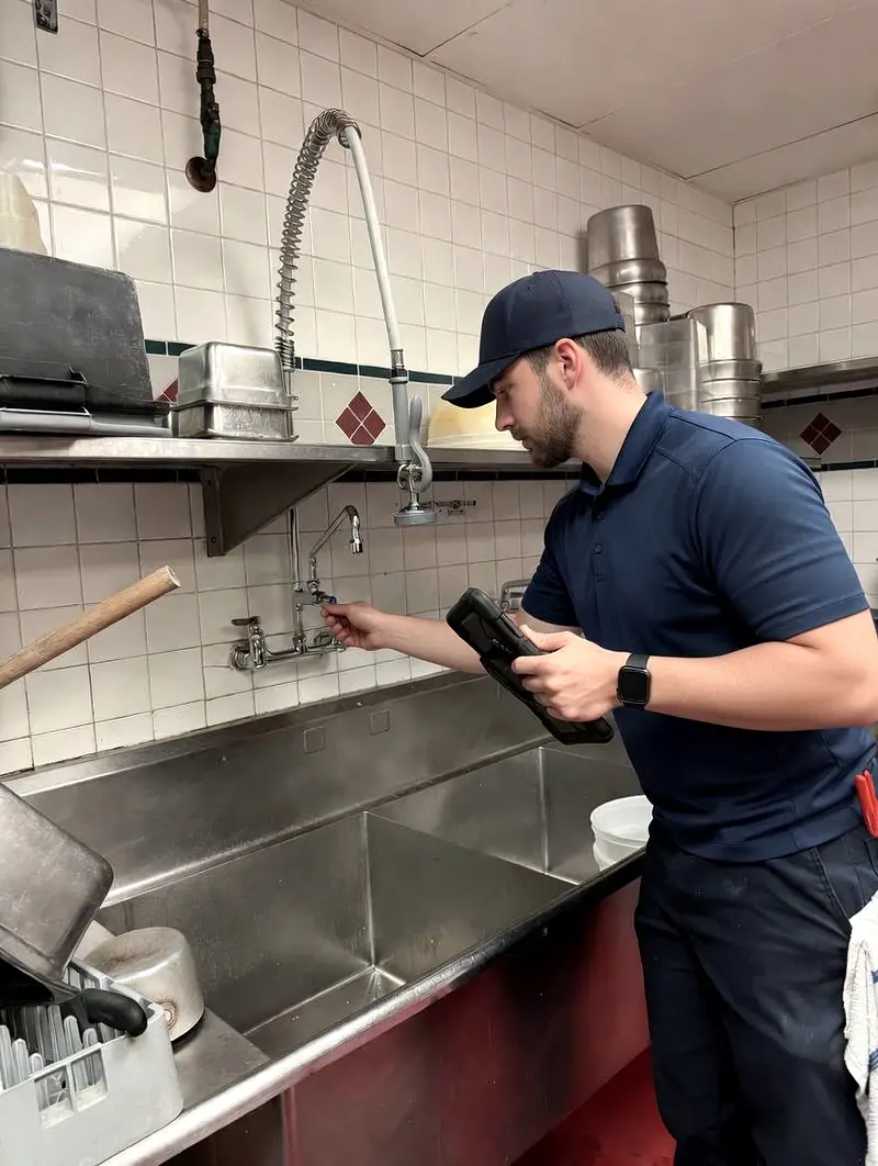 HomeHeroes plumber working on a Charlotte commercial plumbing job